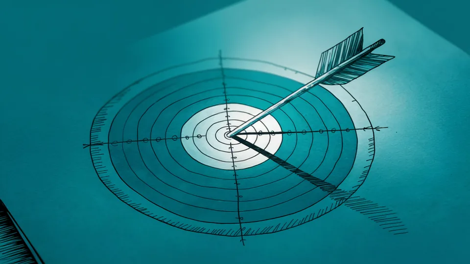 Drawn target with an arrow in the centre