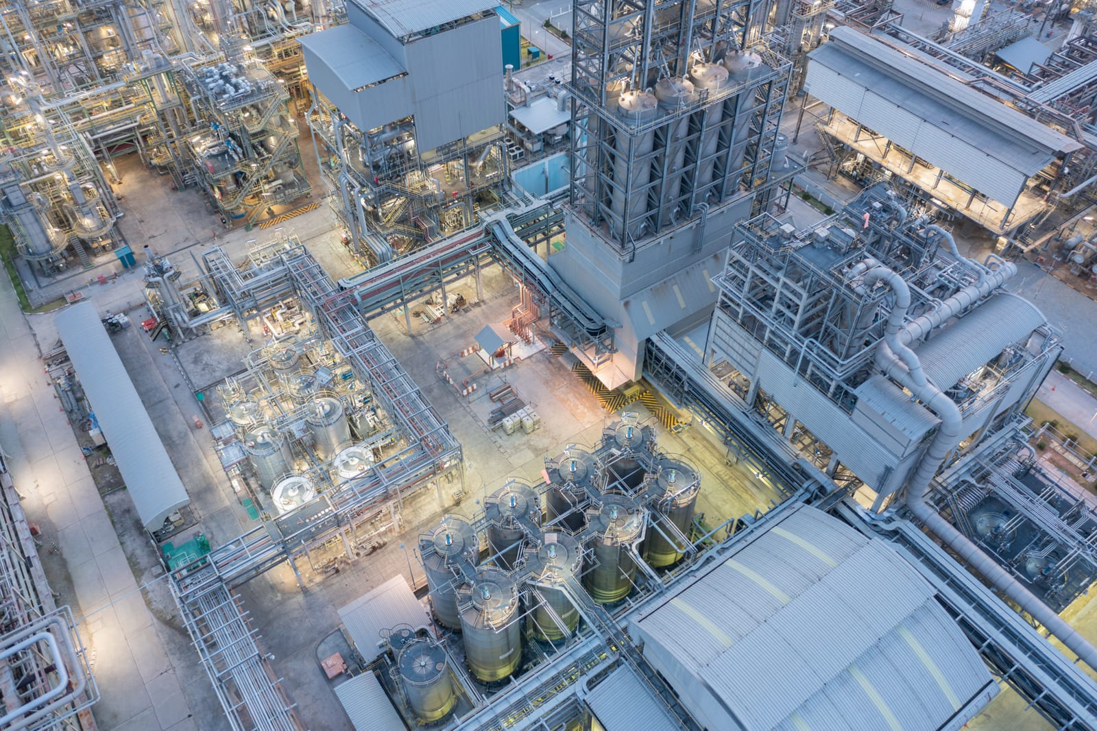 Industrial complex at night — where Fresenius gas analyzers work