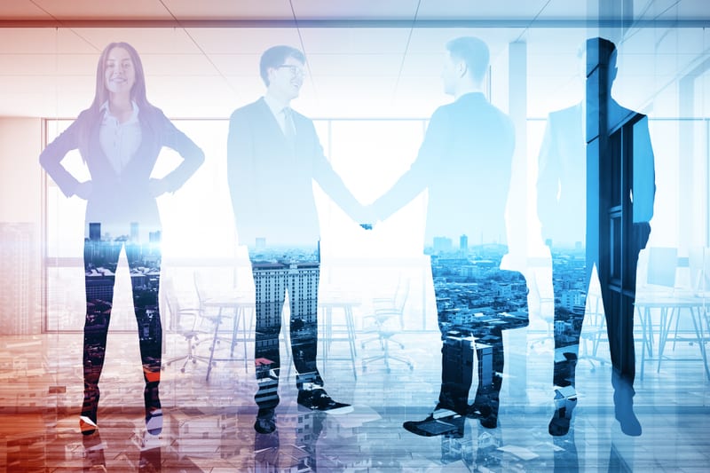 Business partners closing a distribution partnership deal for Fresenius gas analyzers