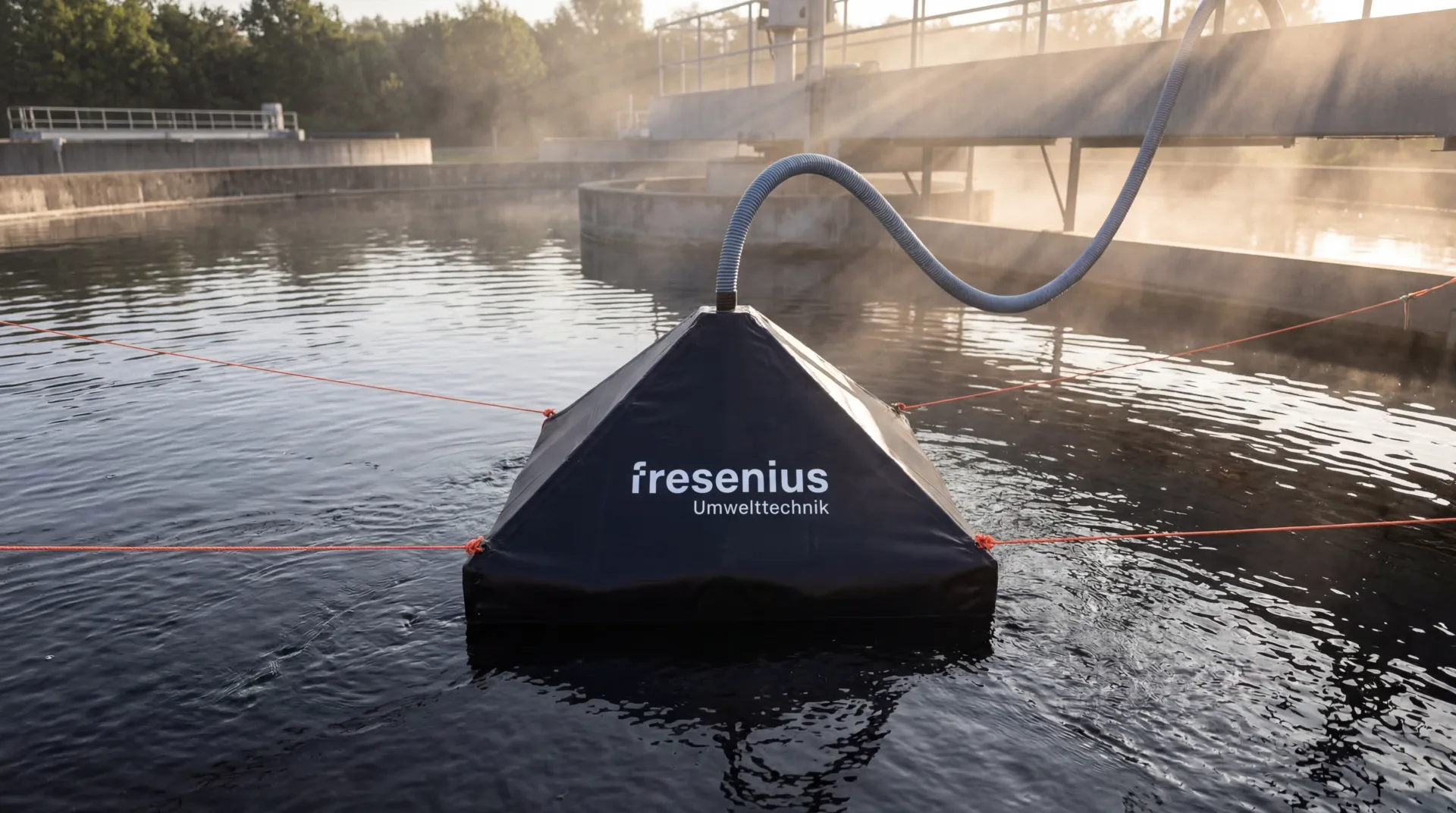 Schwimmhaube zur Treibhausgas-Messung auf Kläranlagen